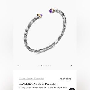David Yurman Silver Bracelet with Purple Accents